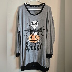 Disney The Nightmare Before Christmas Gray Logo Sleeping Pajama Tee | Womens L